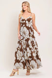 DESERT BLOOM BROWN FLORAL MAXI DRESS