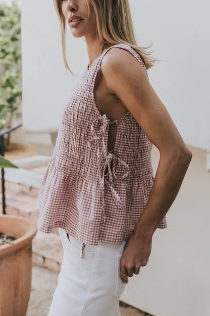 Jeremy Smocked Blouse in Berry