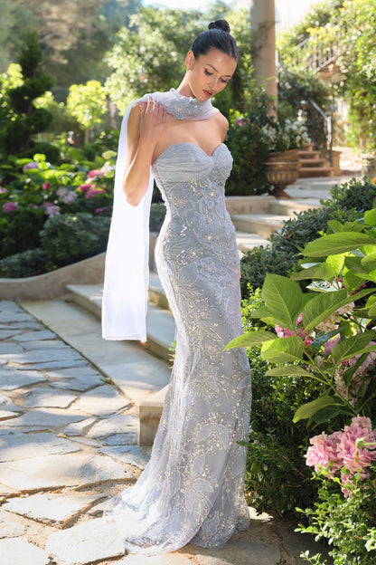 A1484 Meadow Lark Fitted Column Dress With Scarf Andrea Leo