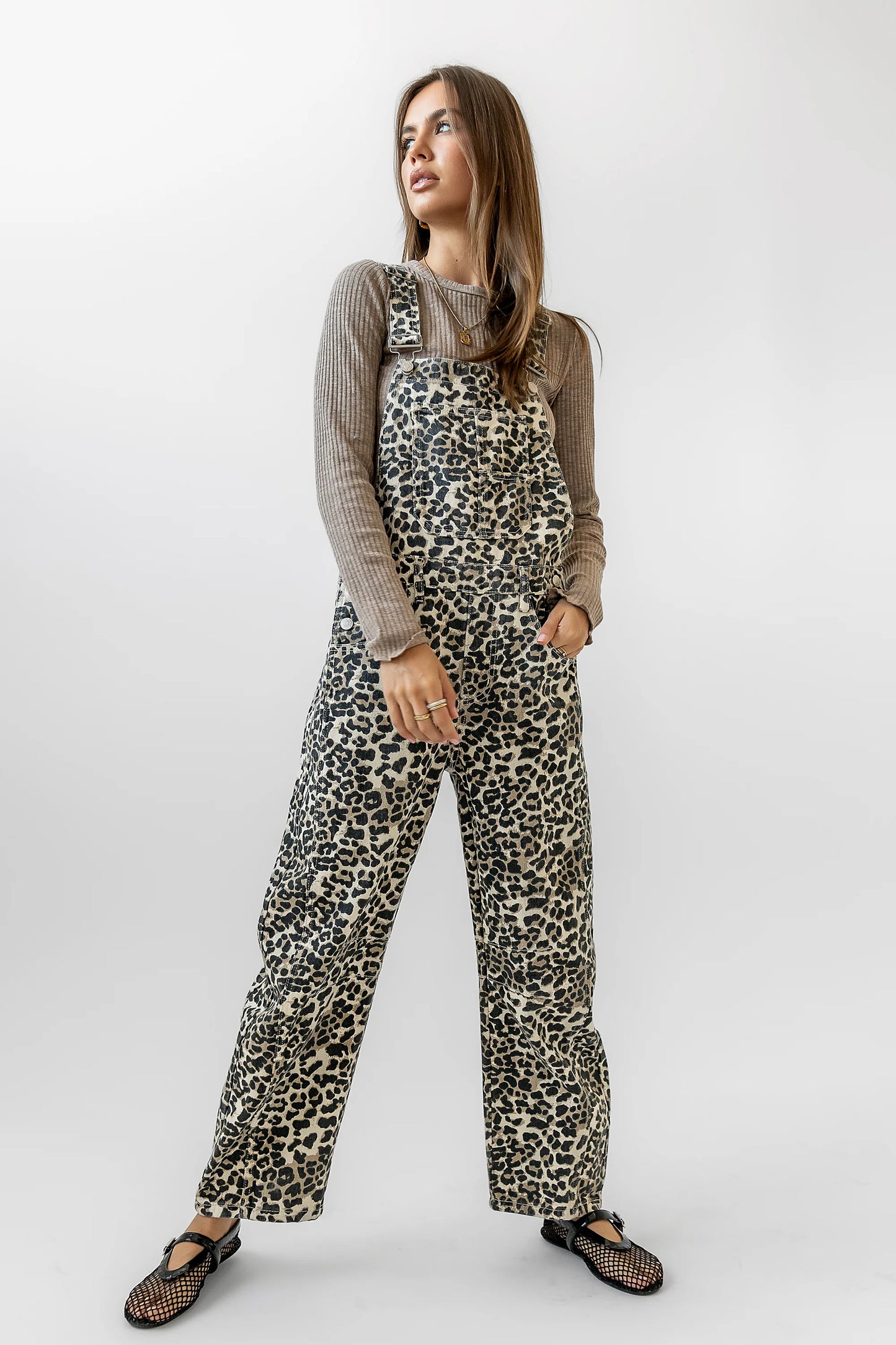 Tansy Denim Overalls in Leopard FINAL SALE