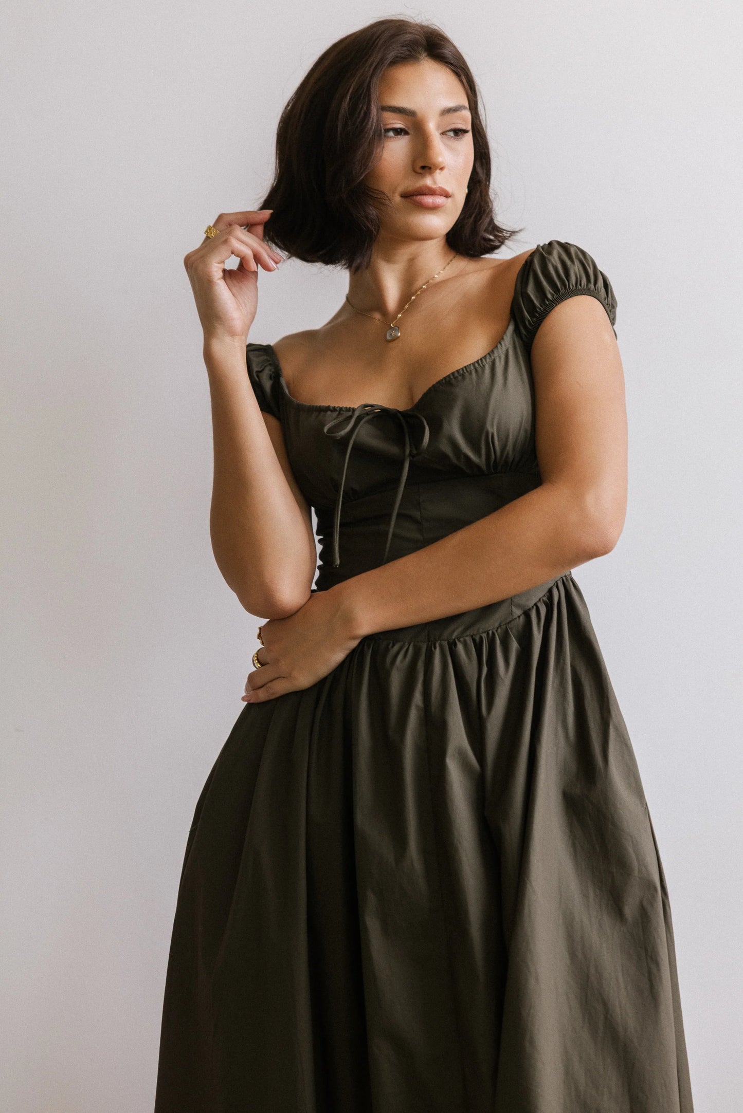 Patricia Midi Dress in Olive FINAL SALE