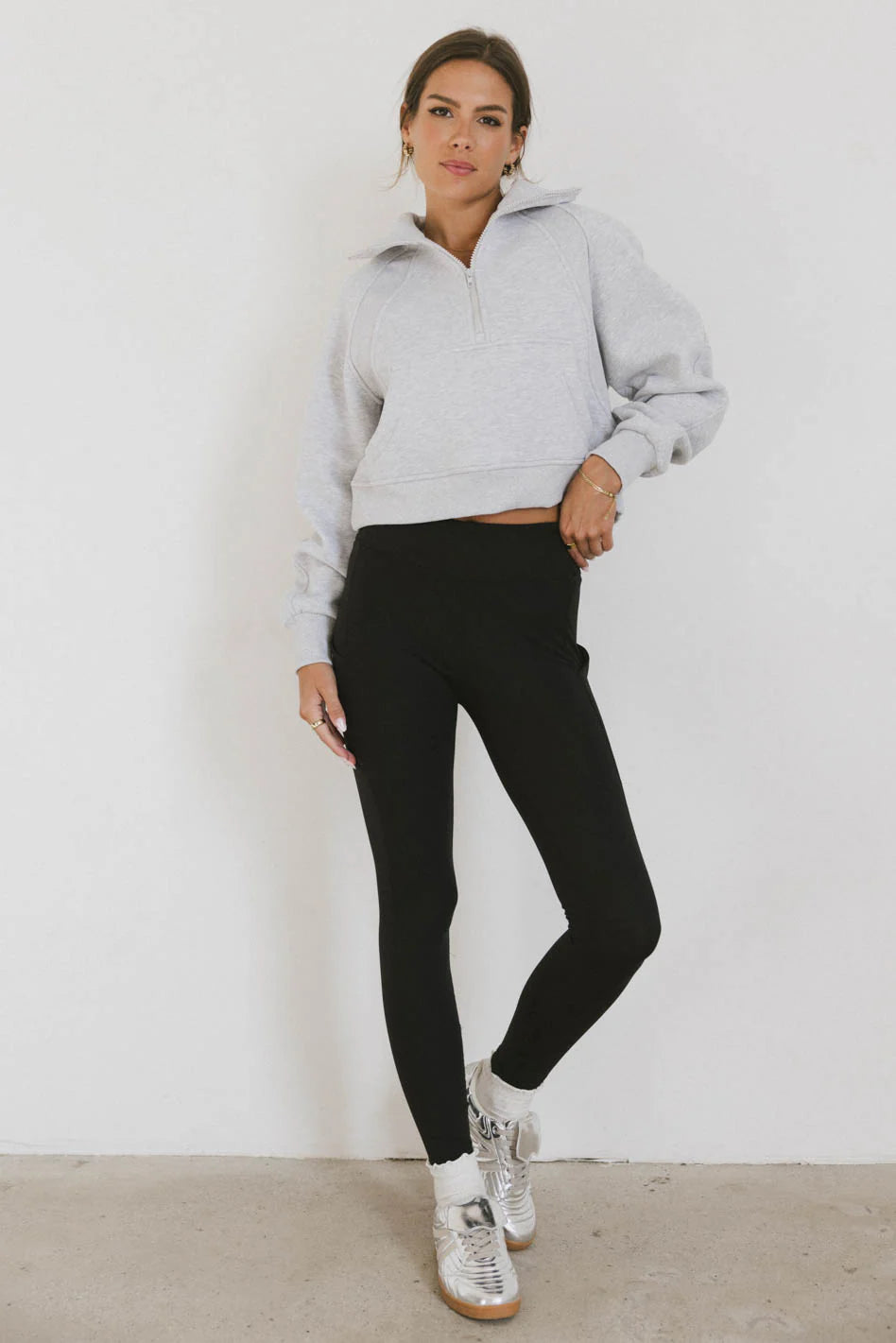 Alyssa Half Zip in Heather Grey FINAL SALE