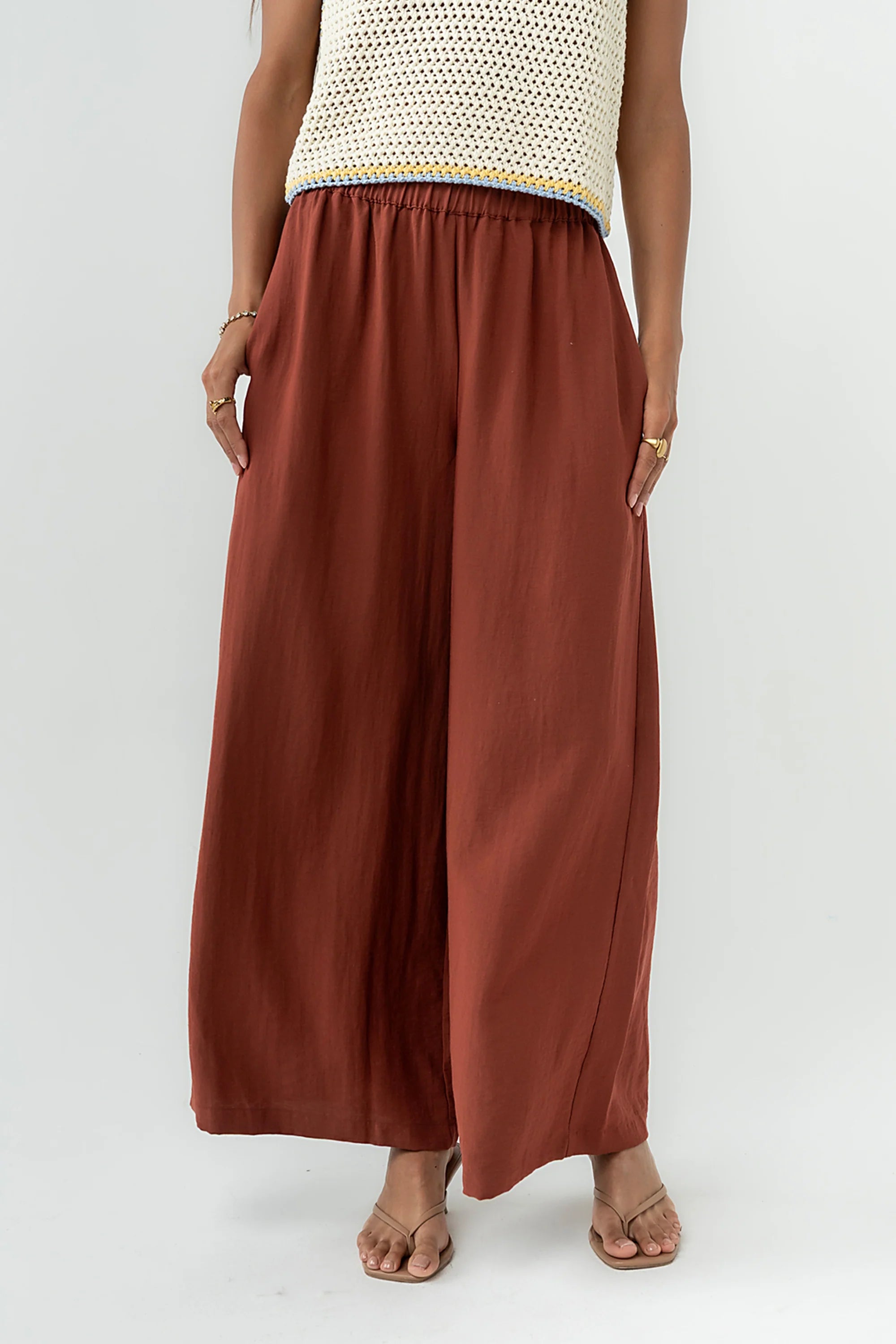 Lee Wide Leg Pants in Brick