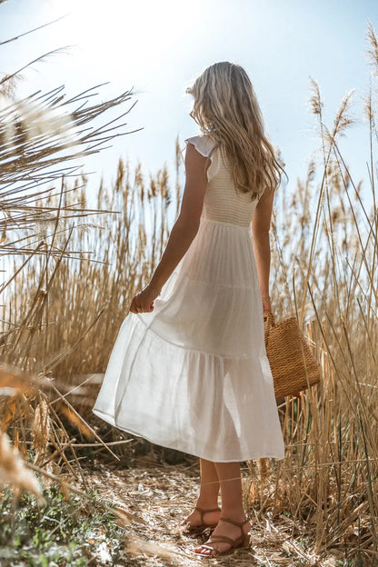 Declan Midi Dress in White FINAL SALE