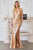 Rory Gown Strapless Bustier Fitted Satin Gown