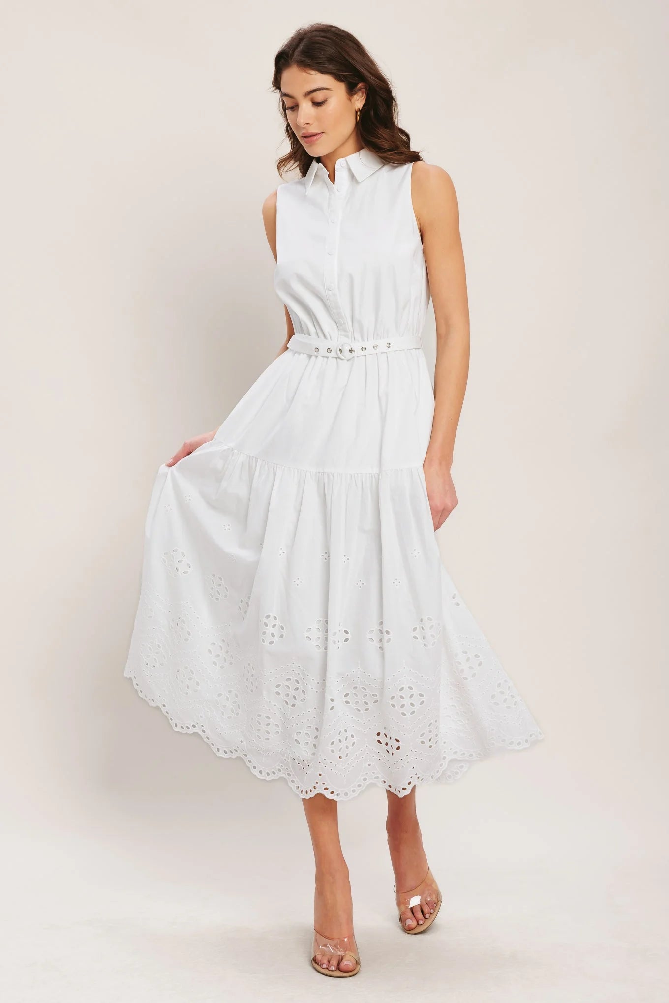 HAMPTONS SUMMER WHITE MIDI DRESS