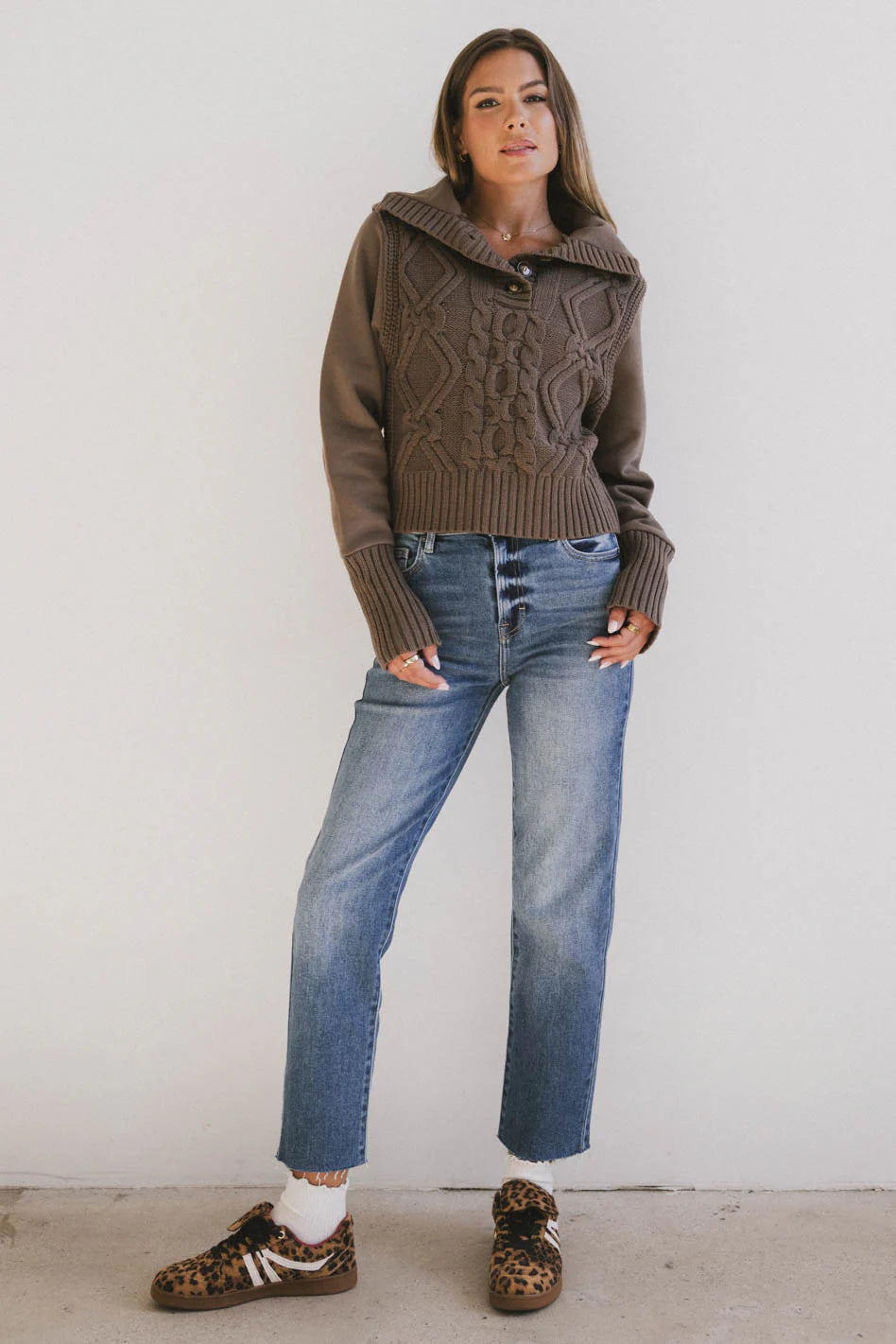 Irene Cable Knit Sweater in Olive FINAL SALE