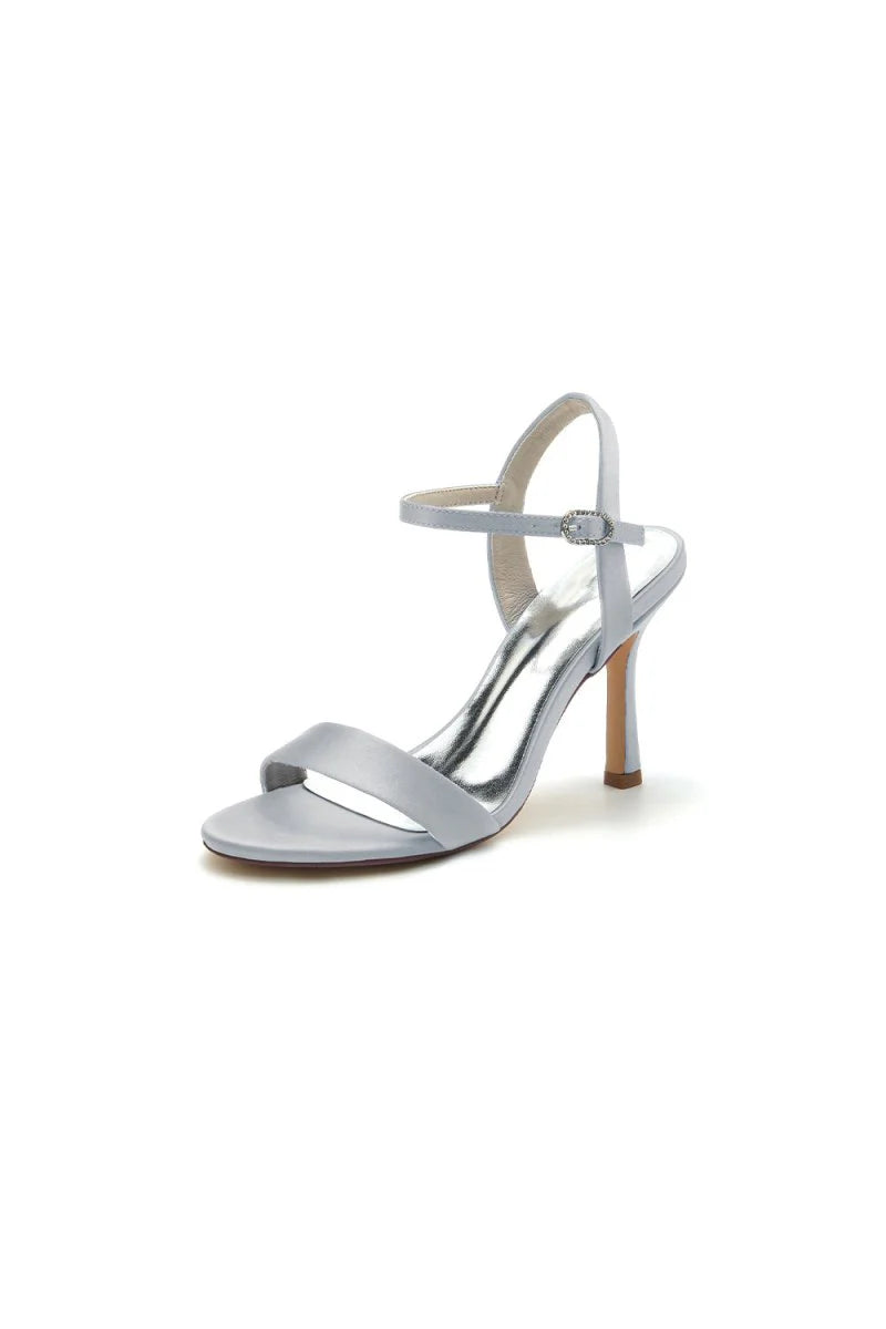 Open Toe Ankle Strap Satin Party Shoes