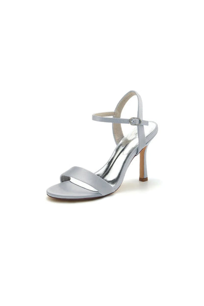 Open Toe Ankle Strap Satin Party Shoes