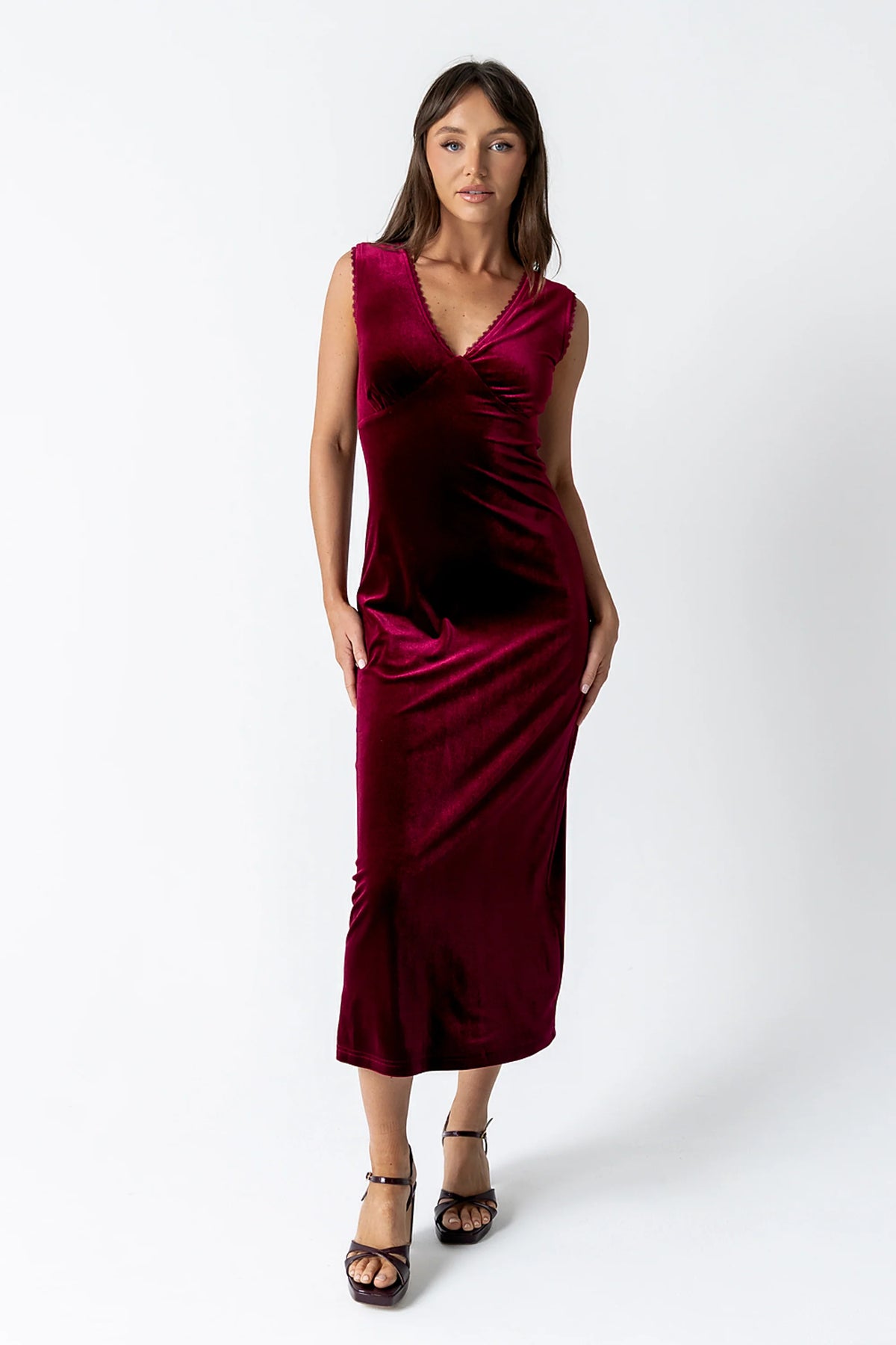 Kalani Velvet Maxi Dress in Burgundy FINAL SALE