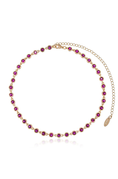 Crystal Disc and Link Necklace