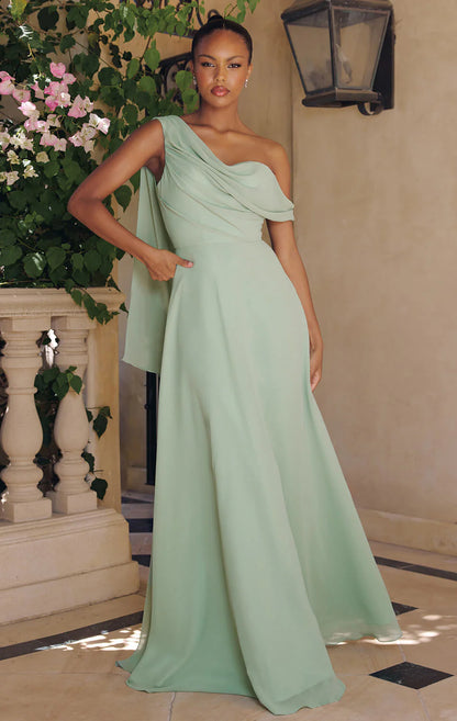 VENUS GOWN ONE SHOULDER CHIFFON DRESS