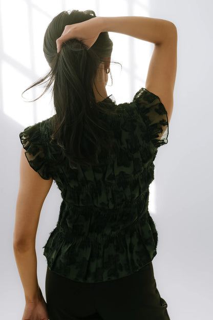 Rodney Smocked Blouse in Green FINAL SALE