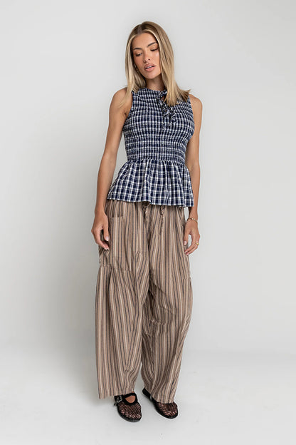 Colleen Striped Baggy Pants in Khaki
