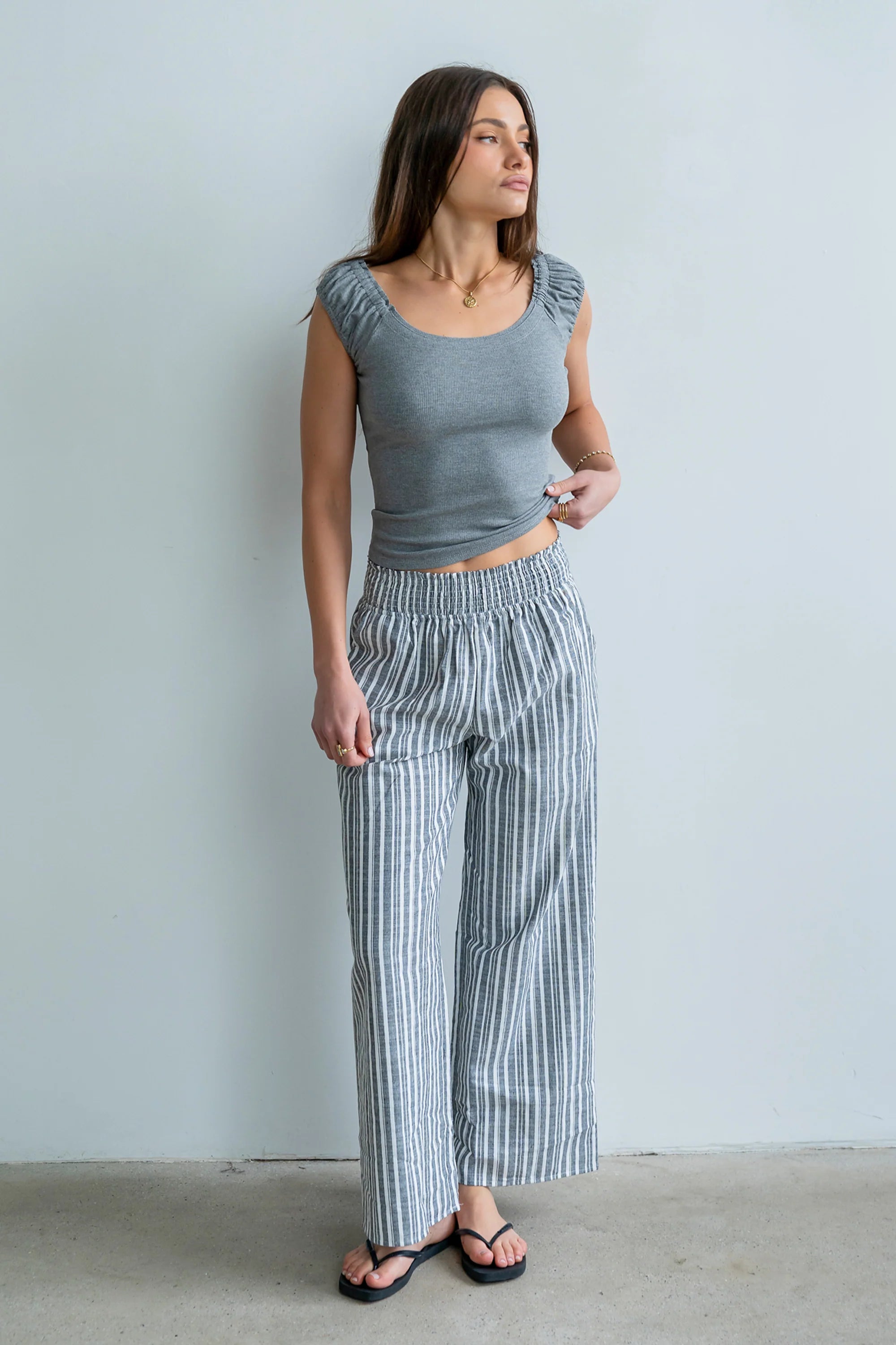Indiana Striped Pants in Black