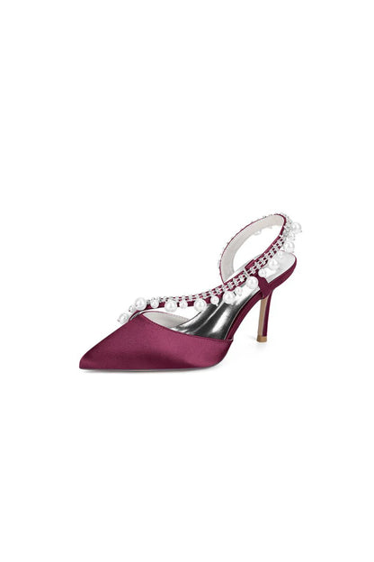 Royal Blue High Heels with Pearl and Crystal Embellishments Description