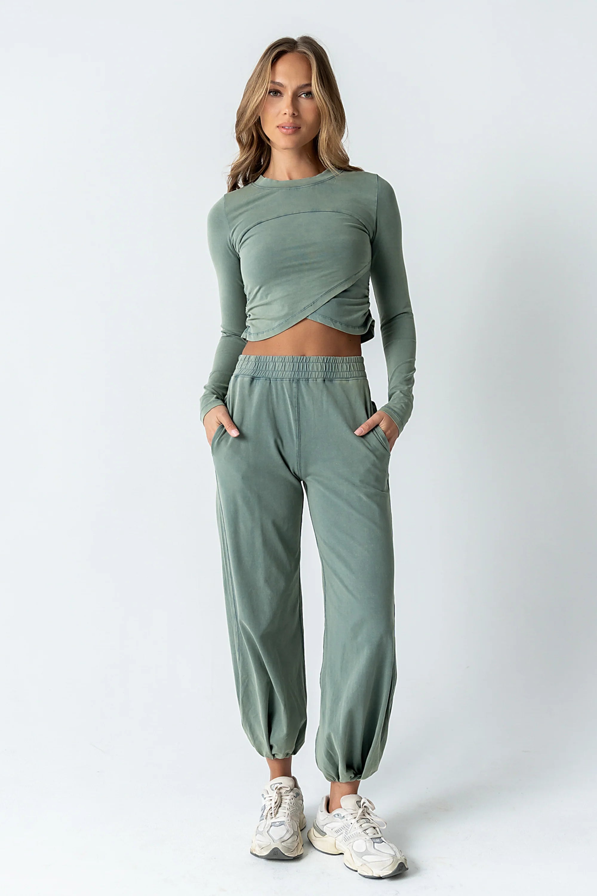 Kassie Crossover Crop Top in Teal
