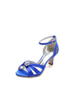 Open Toe Crystal Flower Buckle Strap Chunky Heels
