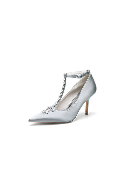 Party Pointed Toe Crystal Strap High Heels Shoes