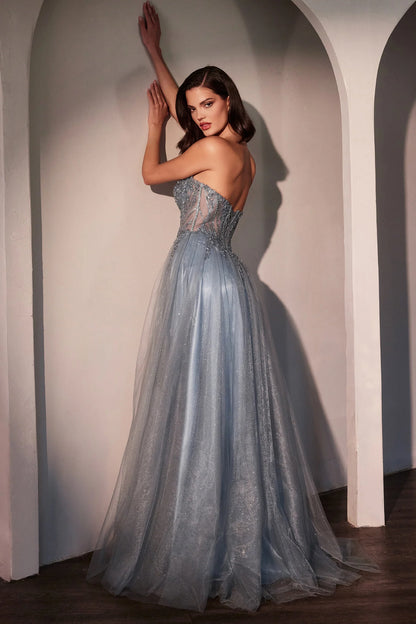 MERI GOWN STRAPLESS LAYERED TULLE A LINE DRESS