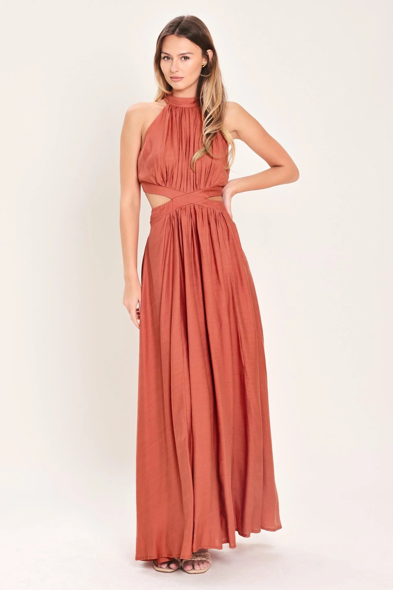 HALTER MAXI DRESS WITH SIDE CUT OUTS