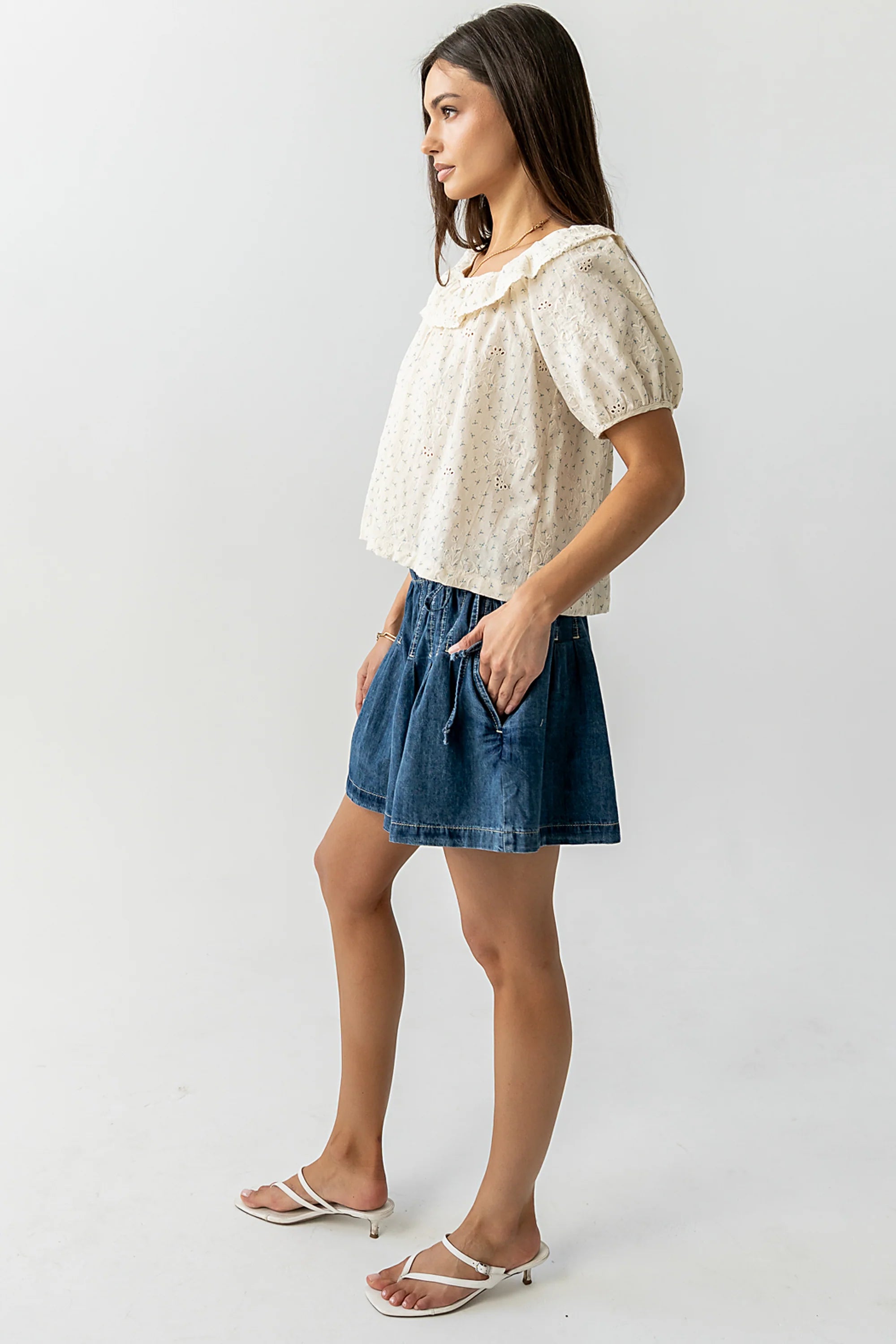 Reika Pleated Denim Shorts