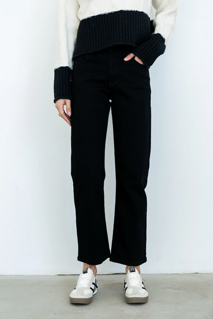 Reya Straight Leg Jeans in Washed Black