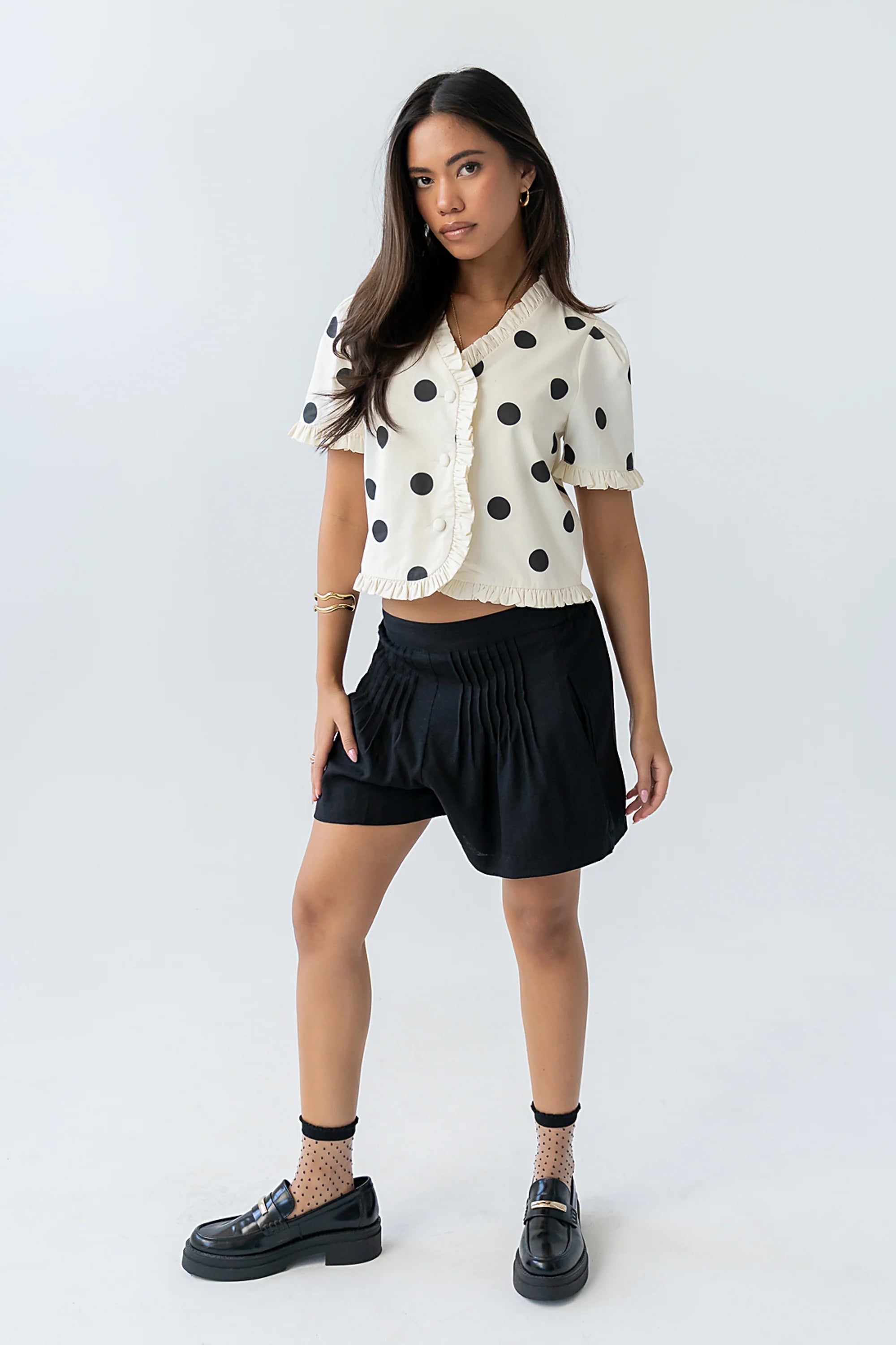 Jenny Pleated Shorts in Black