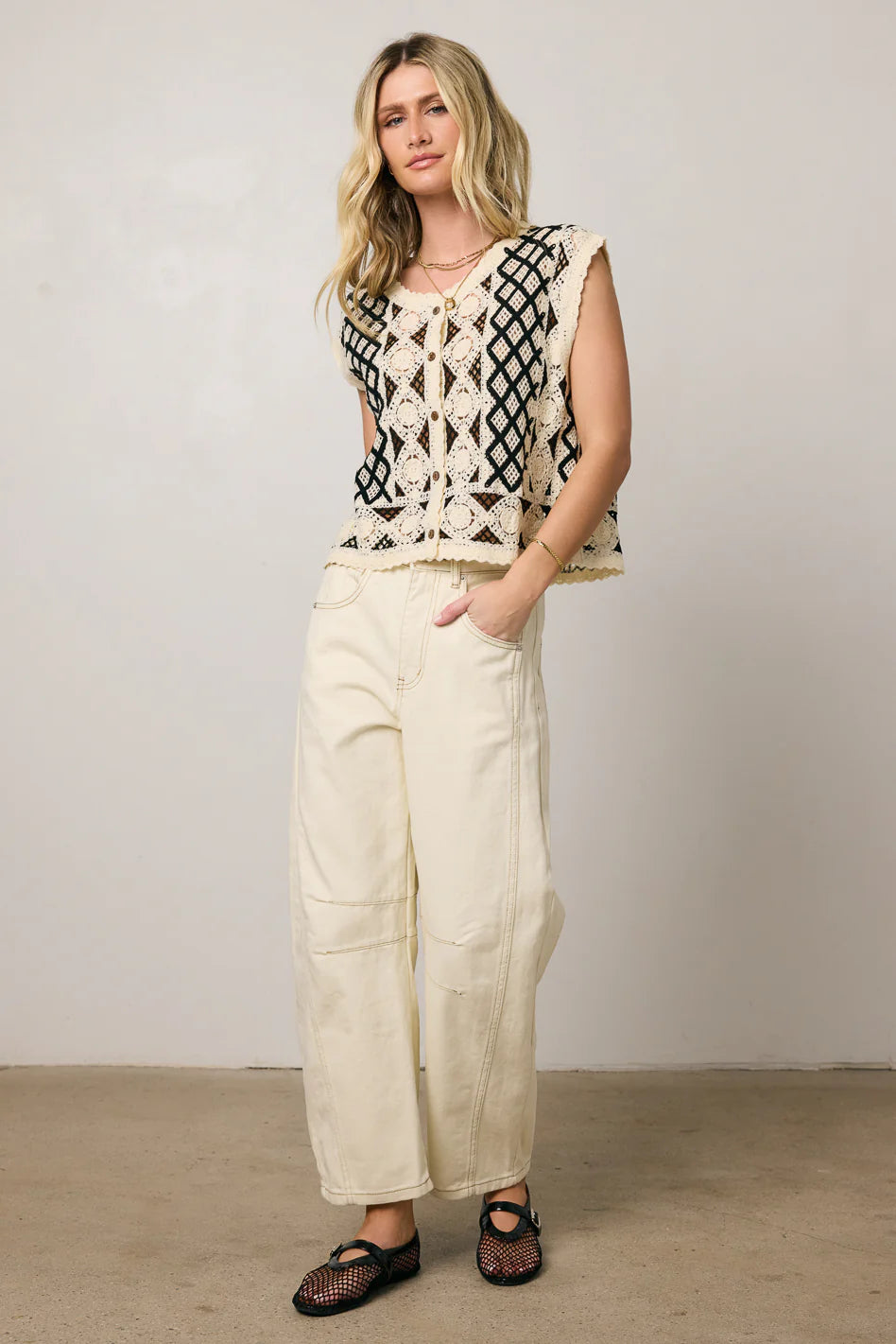 Lisette Barrel Jeans in Cream FINAL SALE