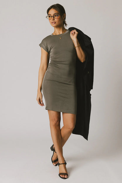 Lauren Tee Shirt Mini Dress in Olive FINAL SALE