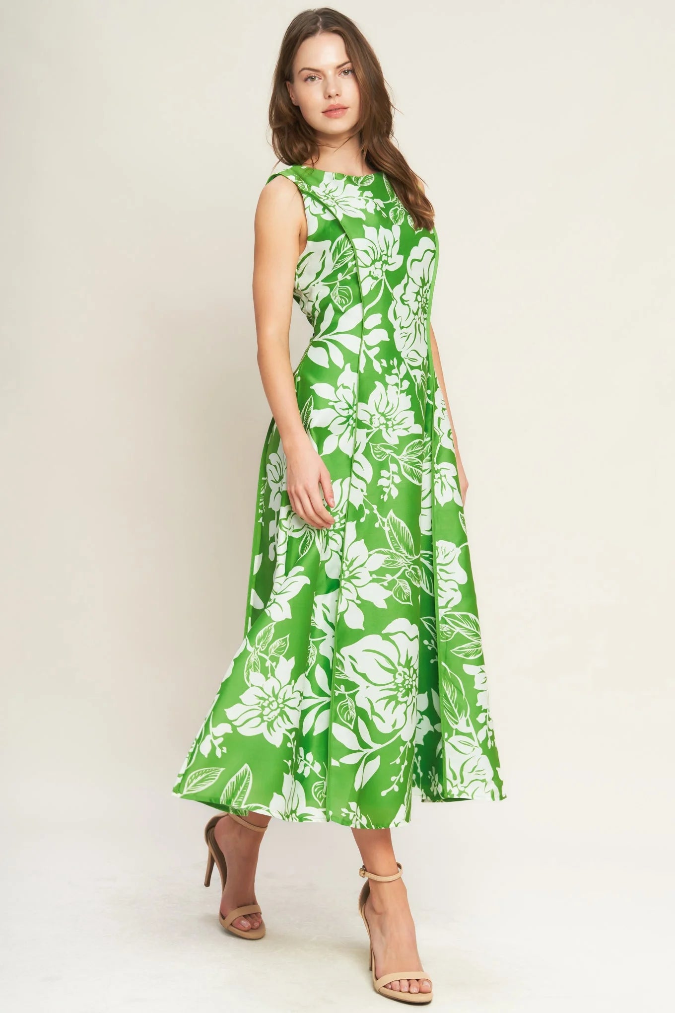 GARDEN GODDESS GREEN MIDI DRESS FINAL SALE