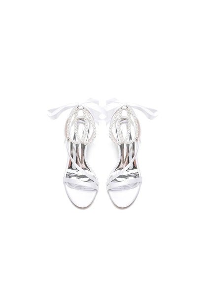 Pearl Open Toe Ankle Strap High Heels