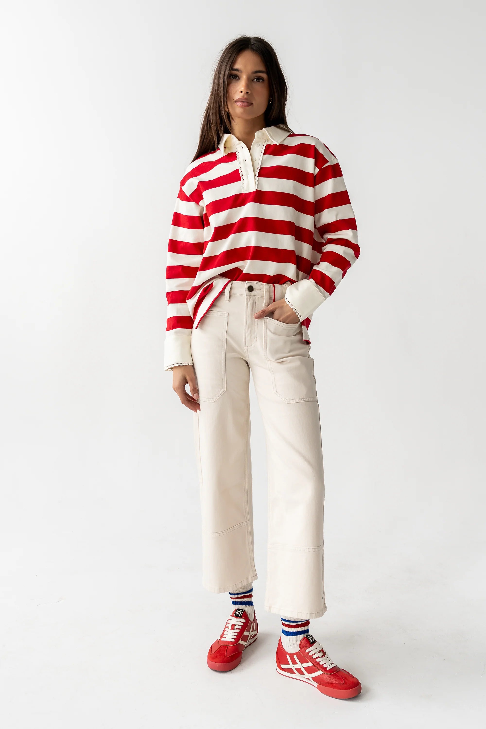 Hamlin Striped Top in Red