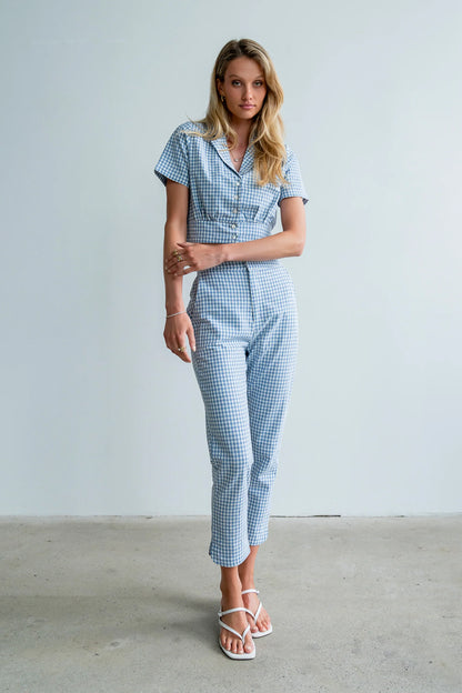 Madie Gingham Pants in Blue