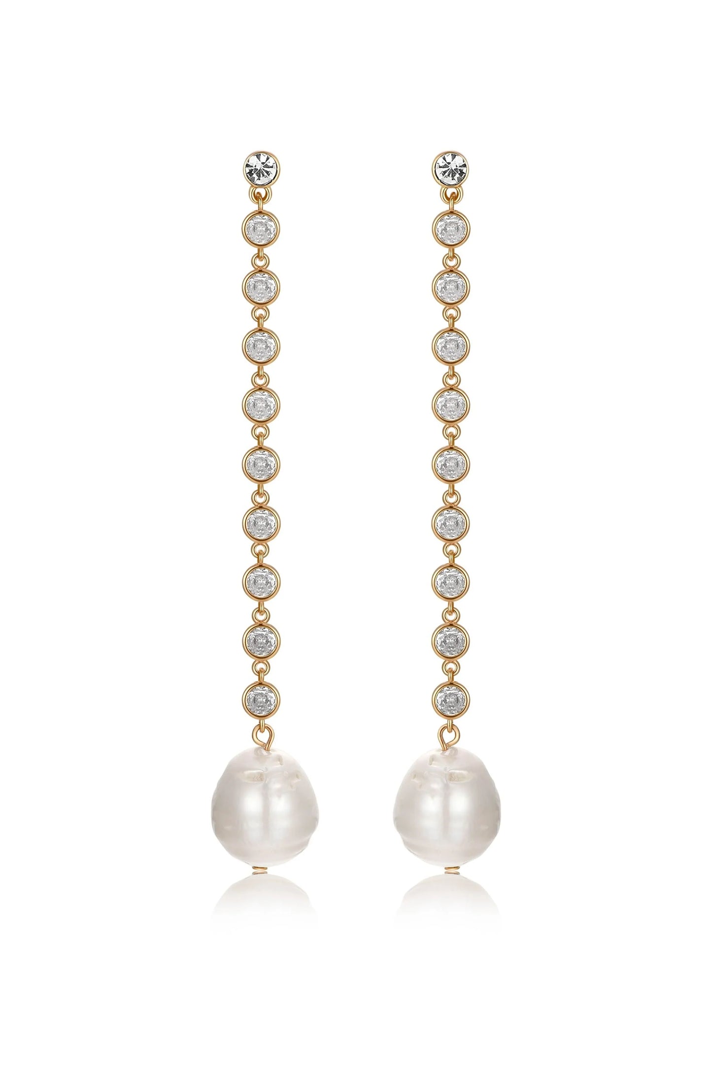 Crystal Chain Pearl Drop Earrings