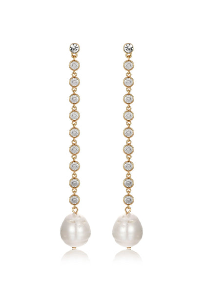 Crystal Chain Pearl Drop Earrings