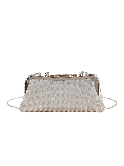 Womens Flower Rhinestones Top Handle Evening Clutch Bags