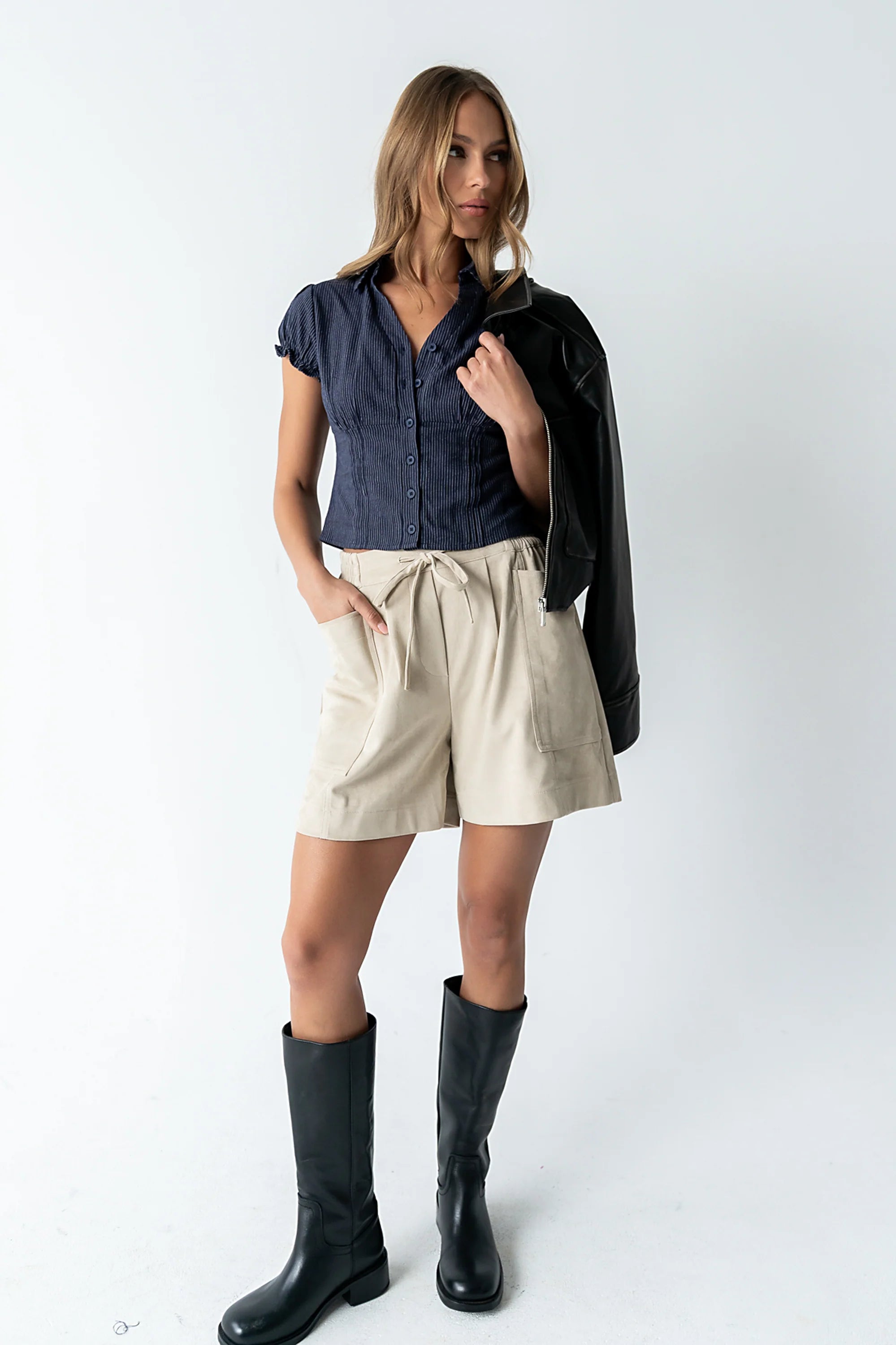 Lacie Striped Blouse in Navy