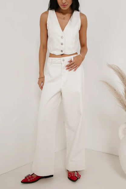 Georgia Wide Leg Jeans in Cream FINAL SALE