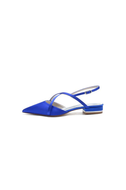 Simple Pointed Toe Ankle Straps Kitten Heels