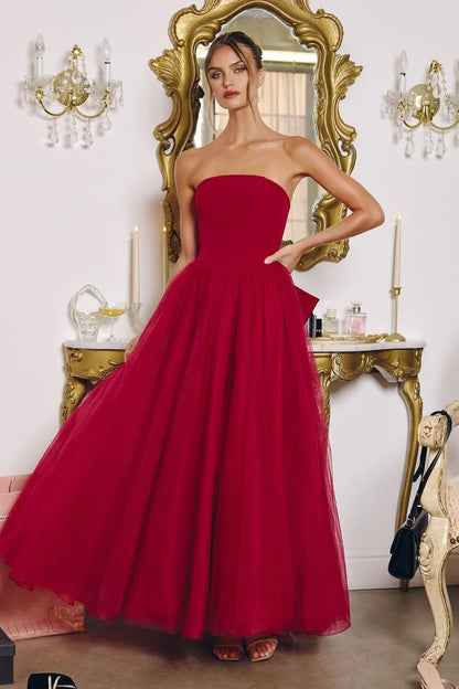 OPHELIA GOWN STRAPLESS A LINE DRESS WITH BOW
