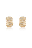 Bezel Crystal Crescent Huggie Hoops