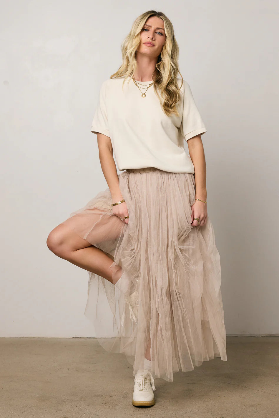 Pauly Short Sleeve Top in Cream
