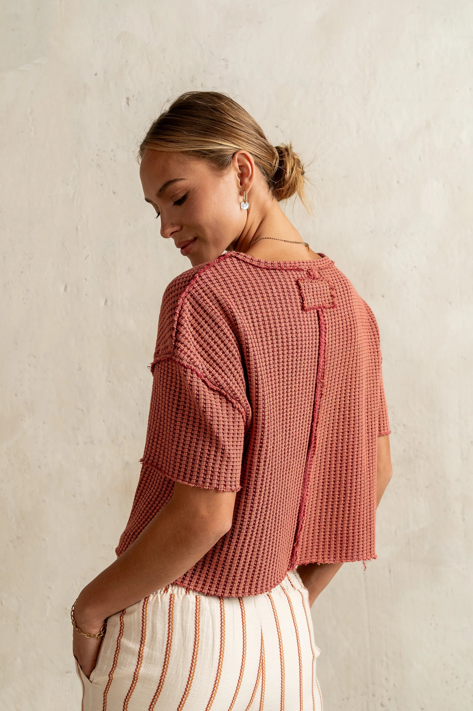 Amaya Knit Tee in Brick FINAL SALE
