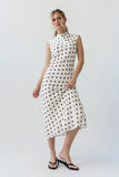 Tiffany Polka Dot Mock Neck Midi Dress