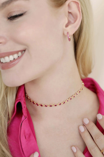 Crystal Disc and Link Necklace