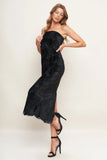 TEMPTATION BLACK VELVET LACE MIDI DRESS