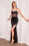 Nadine Dress Long Satin Gown with Corset Bodice