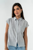 Janel Collared Striped Top