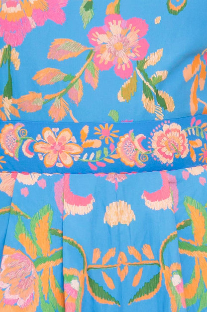 KENDALL FLORAL PRINTED ROMPER BLUE